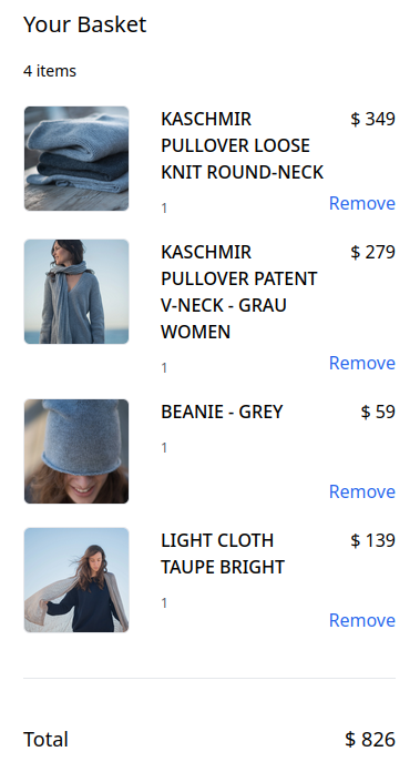 Preview of a simple cart UI